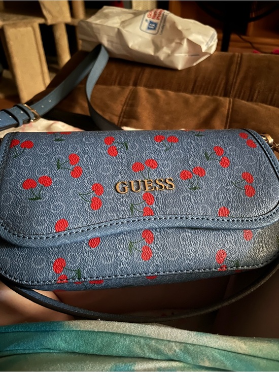 Guess Handbags - GUESS Blue Crossbody Bag with Red Cherry Print
